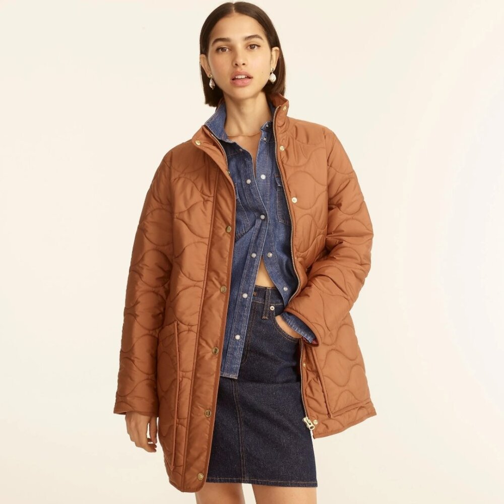 J. Crew Quilted Cocoon Coat in Nutmeg Size S - Picture 8 of 8